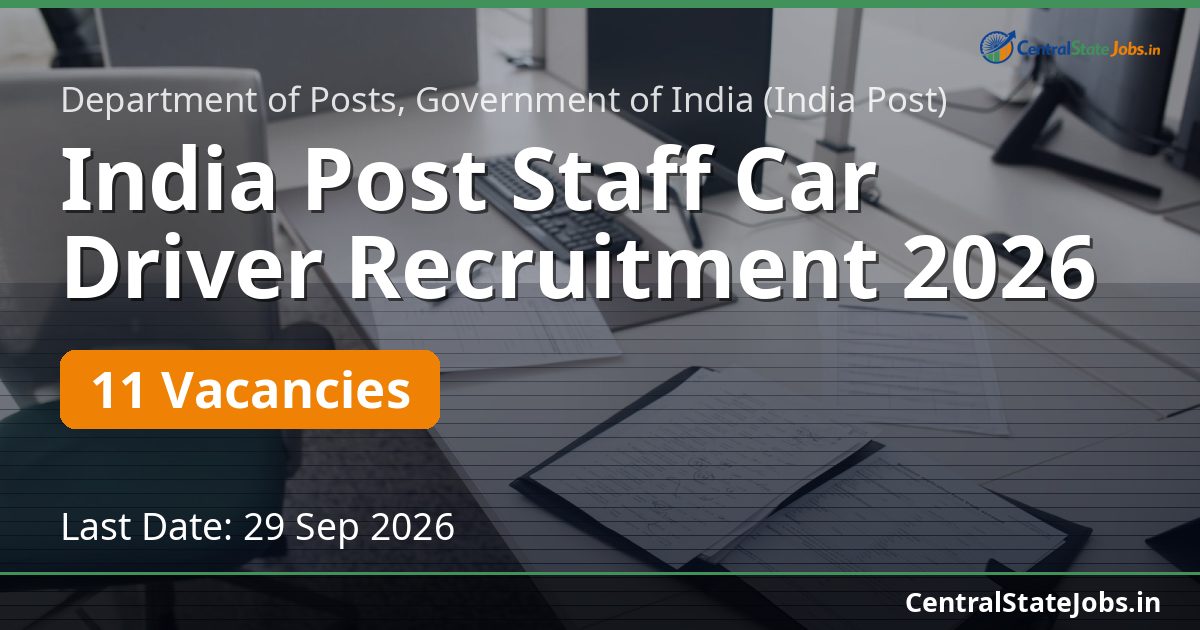 India Post Staff Car Driver Recruitment 2026
