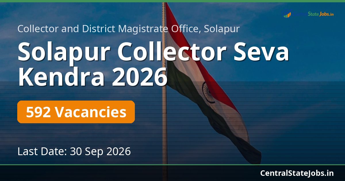 Solapur Collector Seva Kendra 2026 — 592 Vacancies