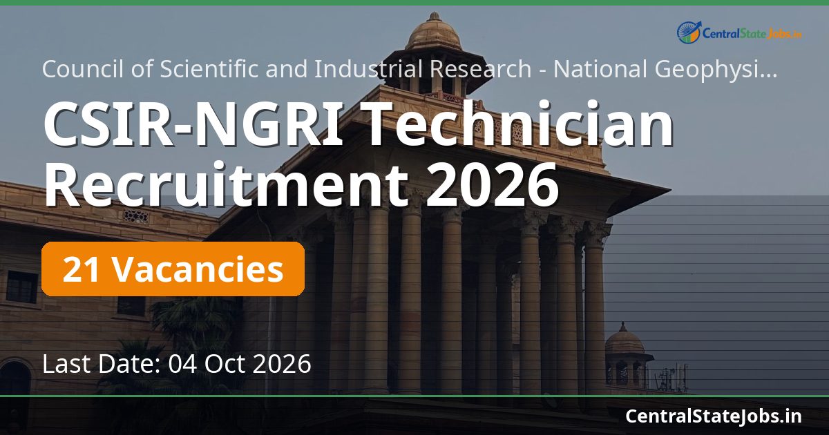 CSIR-NGRI Technician Recruitment 2026