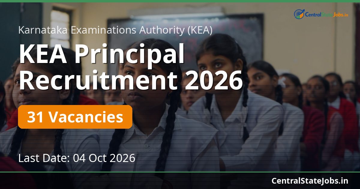 KEA Principal Recruitment 2026 — 31 Vacancies
