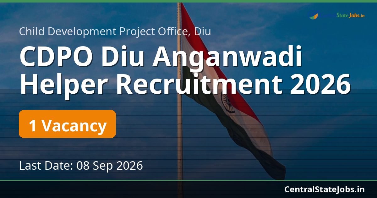 CDPO Diu Anganwadi Helper Recruitment 2026