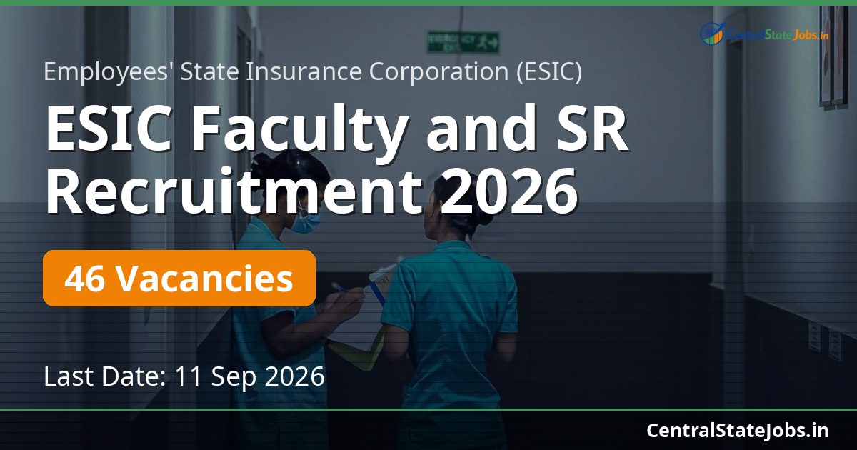 ESIC Faculty and SR Recruitment 2026 — 46 Vacancies