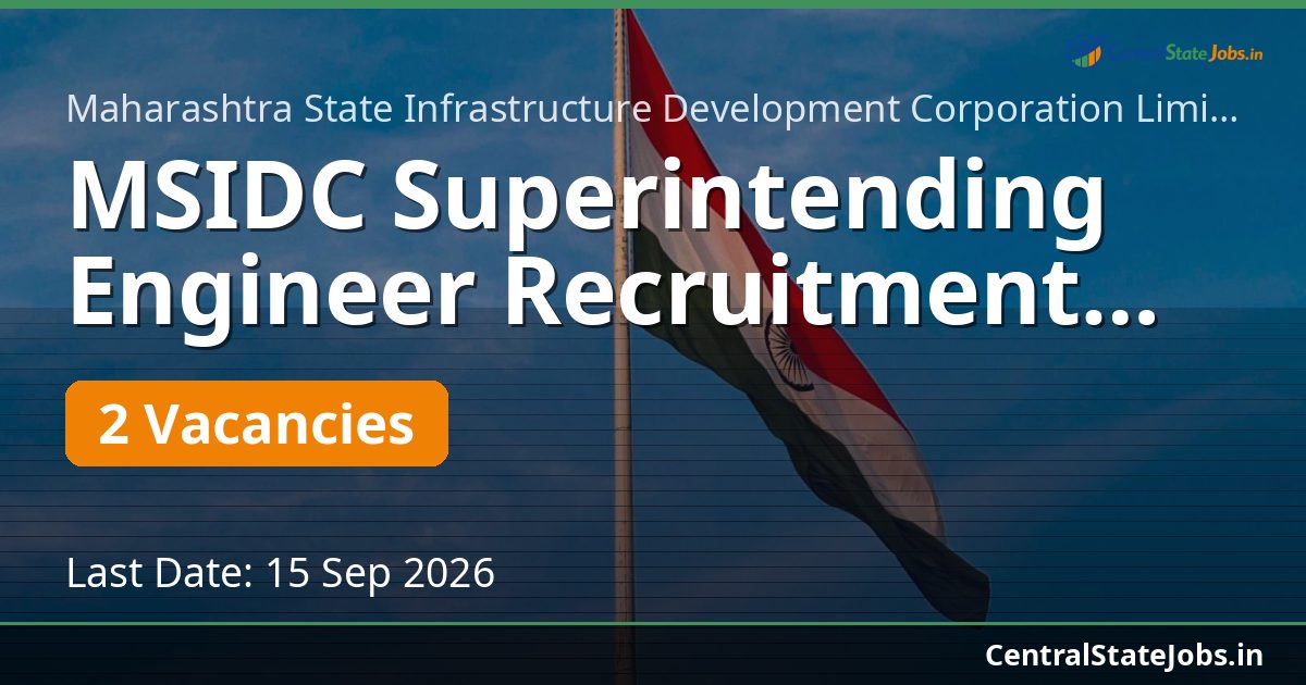 MSIDC Superintending Engineer Recruitment 2026