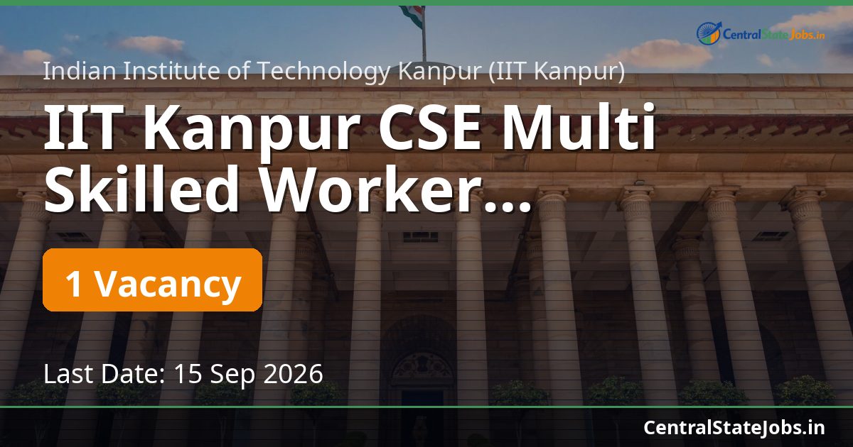 IIT Kanpur CSE Multi Skilled Worker Recruitment 2026