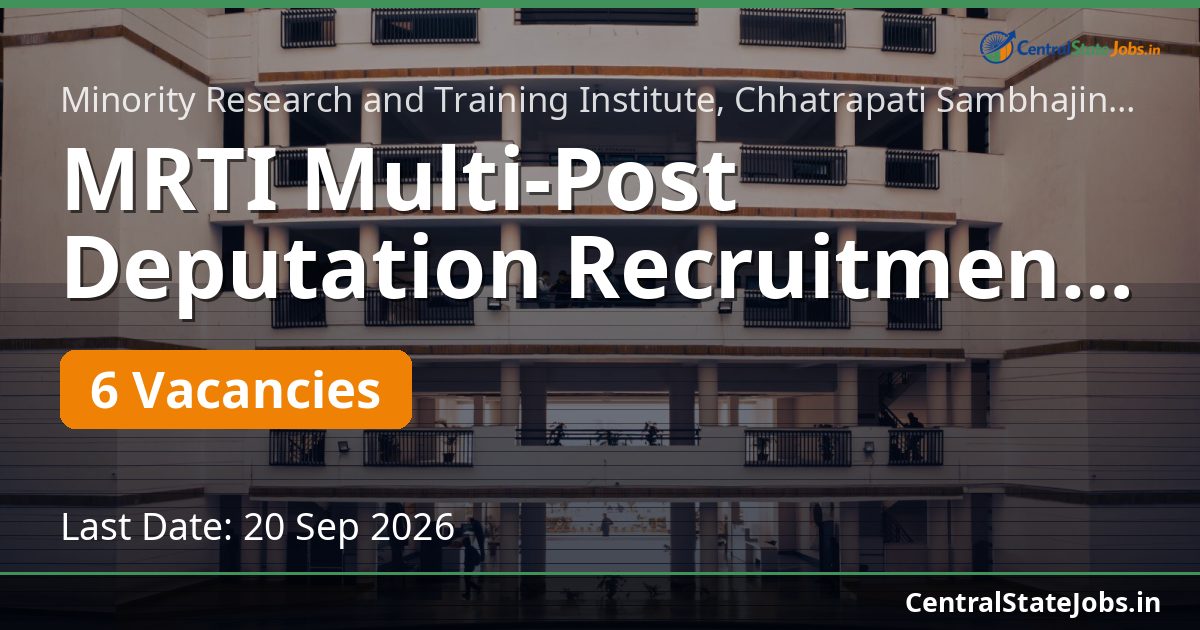 MRTI Multi-Post Deputation Recruitment 2026