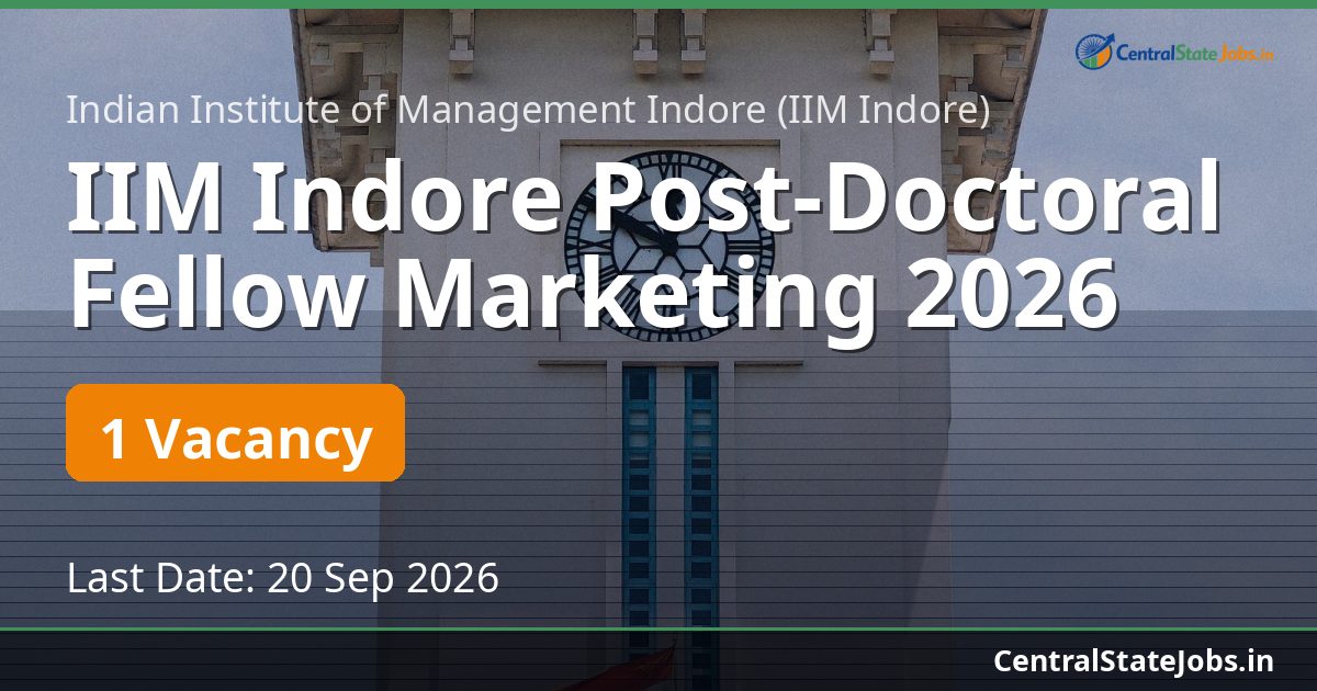 IIM Indore Post-Doctoral Fellow Marketing 2026