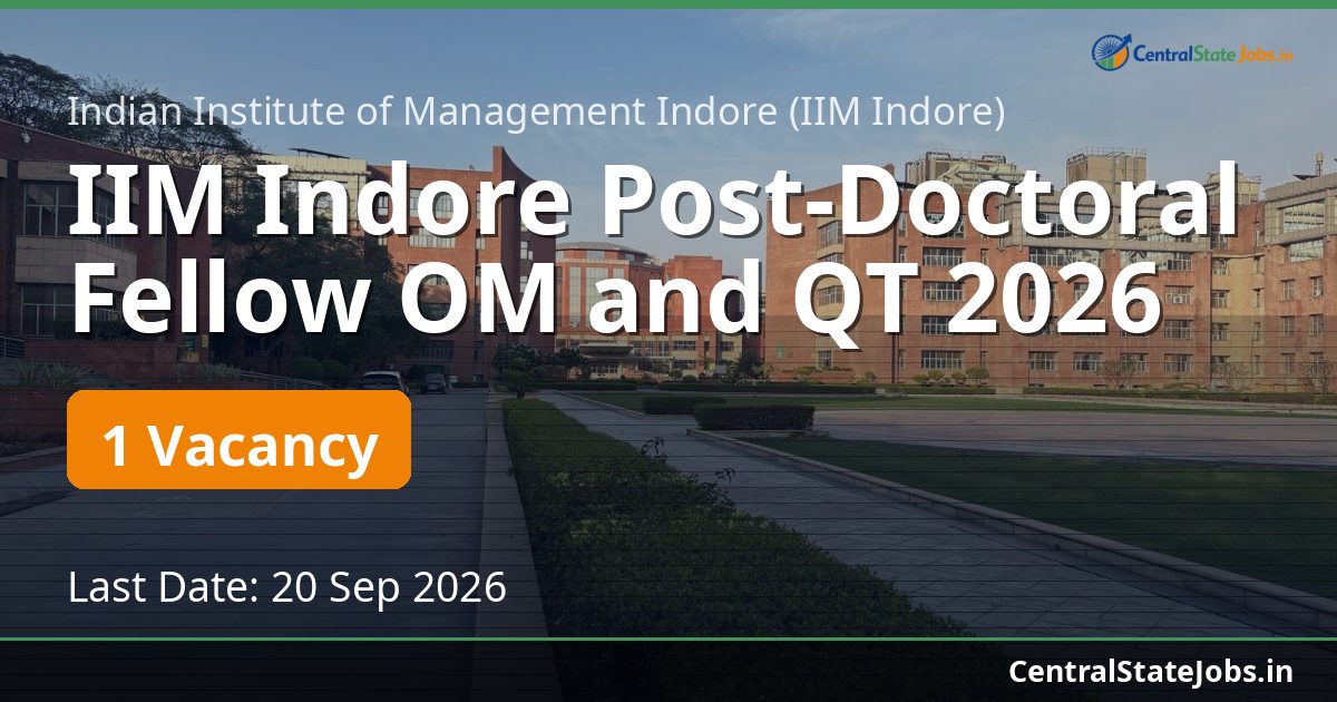 IIM Indore Post-Doctoral Fellow OM and QT 2026