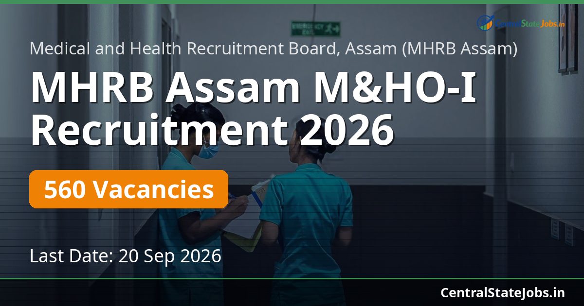 MHRB Assam M&HO-I Recruitment 2026 — 560 Vacancies