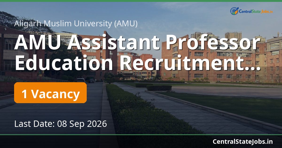 AMU Assistant Professor Education Recruitment 2026