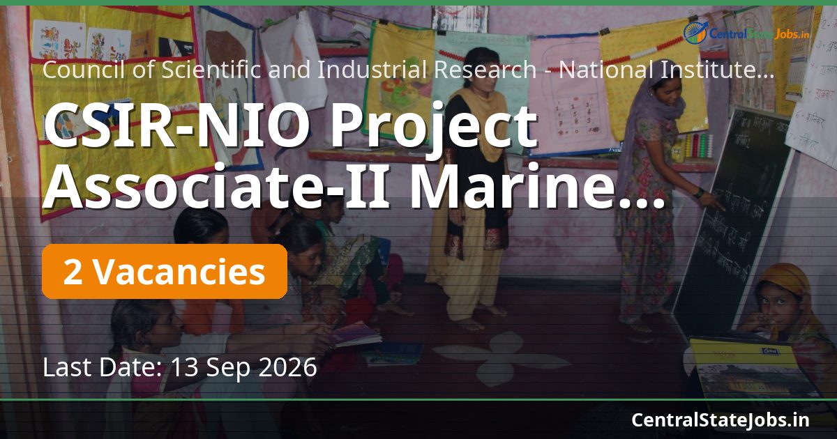 CSIR-NIO Project Associate-II Marine Algae 2026