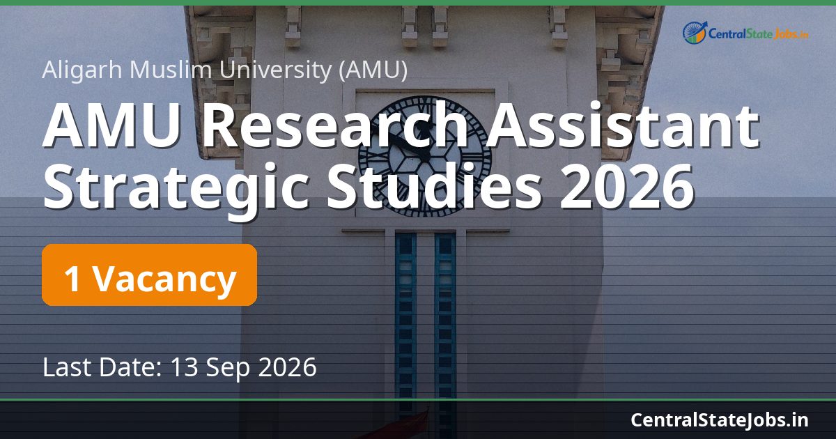 AMU Research Assistant Strategic Studies 2026