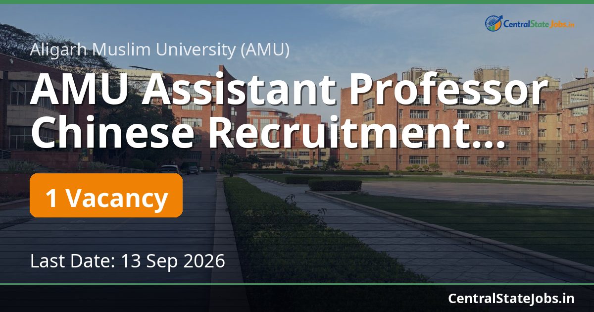 AMU Assistant Professor Chinese Recruitment 2026