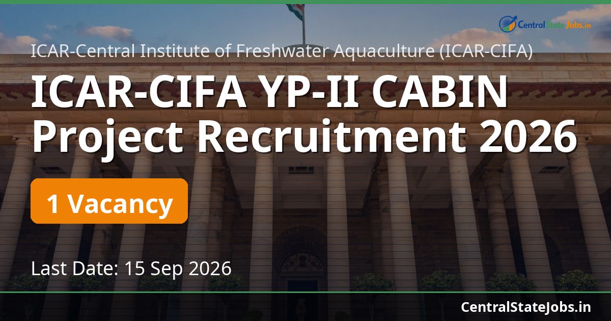 ICAR-CIFA YP-II CABIN Project Recruitment 2026