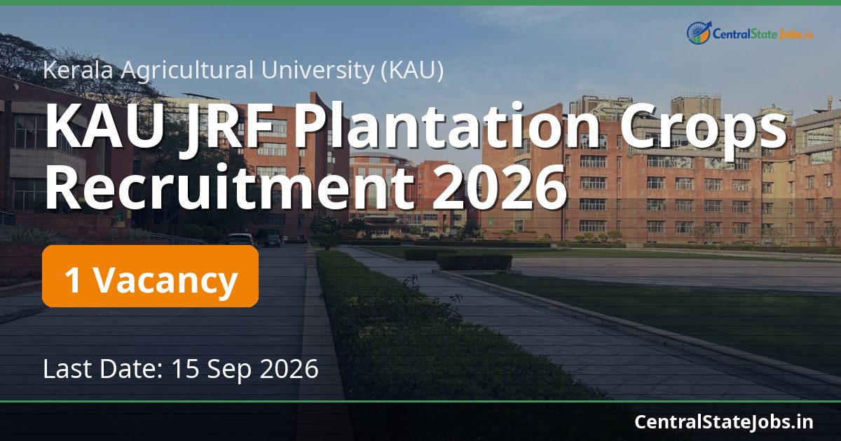 KAU JRF Plantation Crops Recruitment 2026