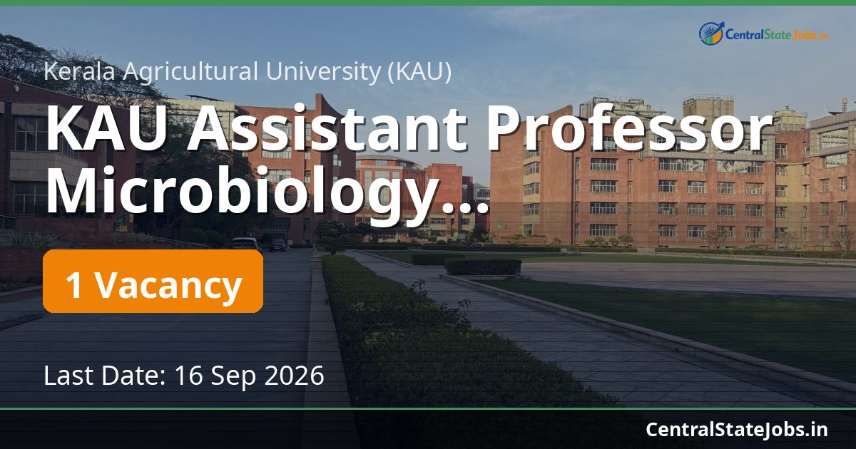 KAU Assistant Professor Microbiology Recruitment 2026