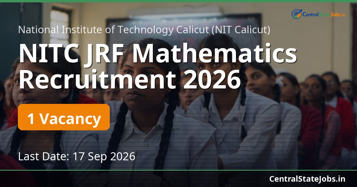 NITC JRF Mathematics Recruitment 2026
