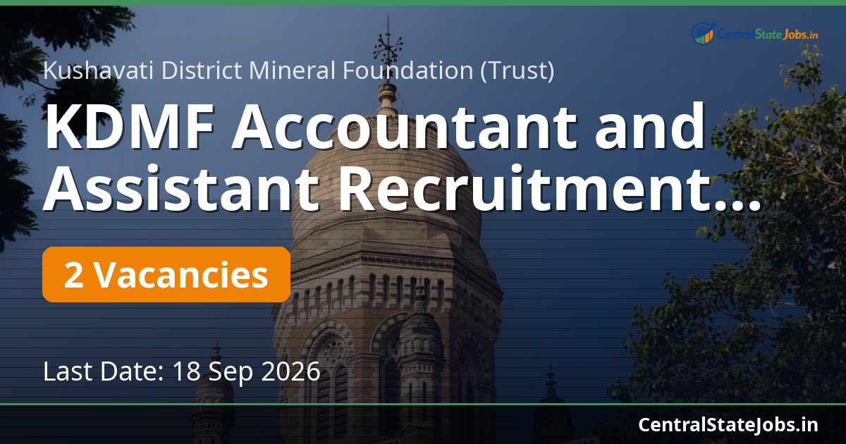 KDMF Accountant and Assistant Recruitment 2026