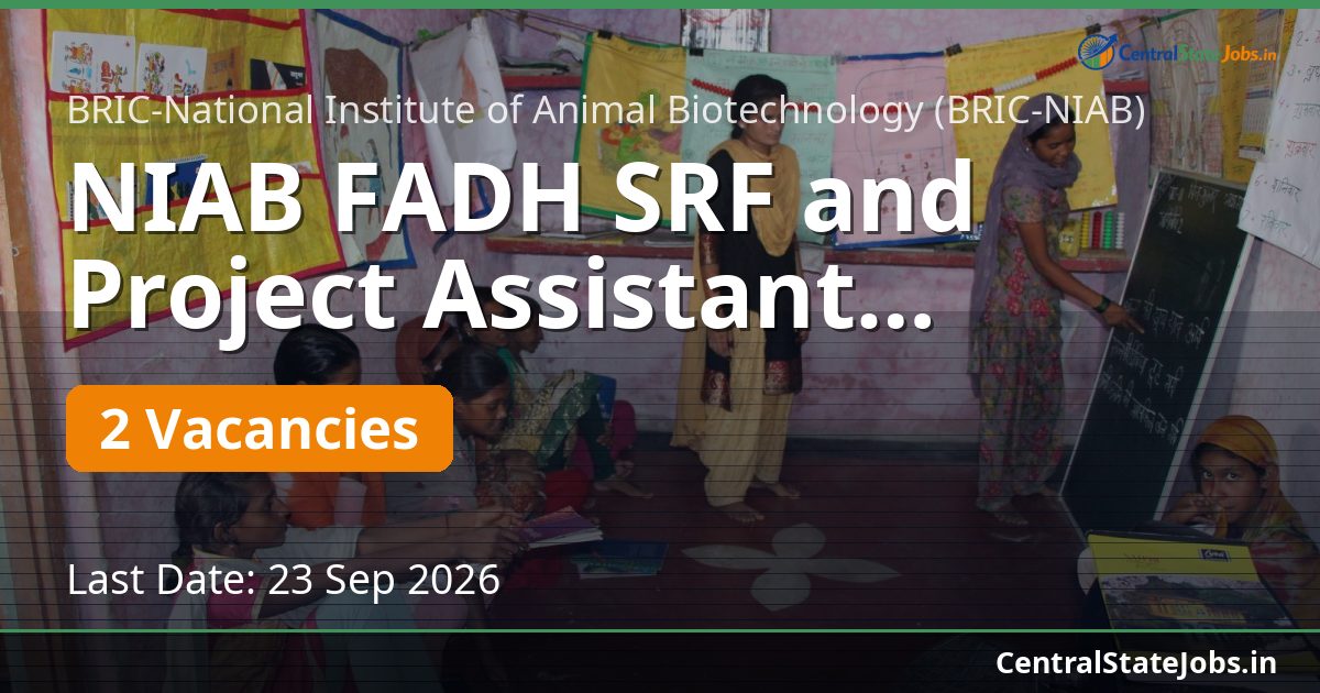 NIAB FADH SRF and Project Assistant Recruitment 2026
