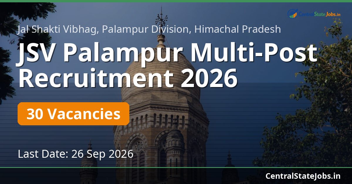 JSV Palampur Multi-Post Recruitment 2026 — 30 Vacancies