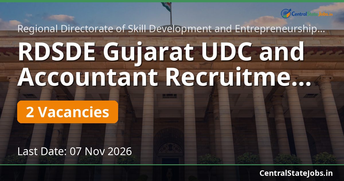 RDSDE Gujarat UDC and Accountant Recruitment 2026