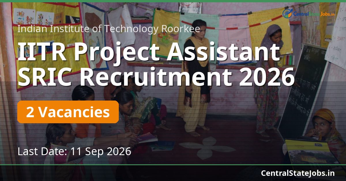 IITR Project Assistant SRIC Recruitment 2026