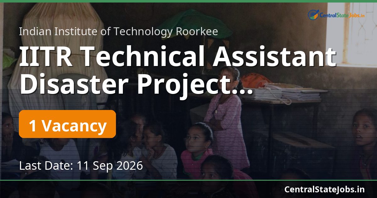 IITR Technical Assistant Disaster Project Recruitment 2026