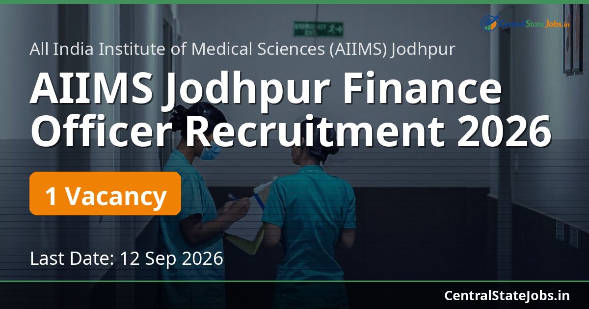 AIIMS Jodhpur Finance Officer Recruitment 2026