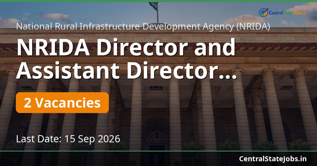NRIDA Director and Assistant Director Recruitment 2026