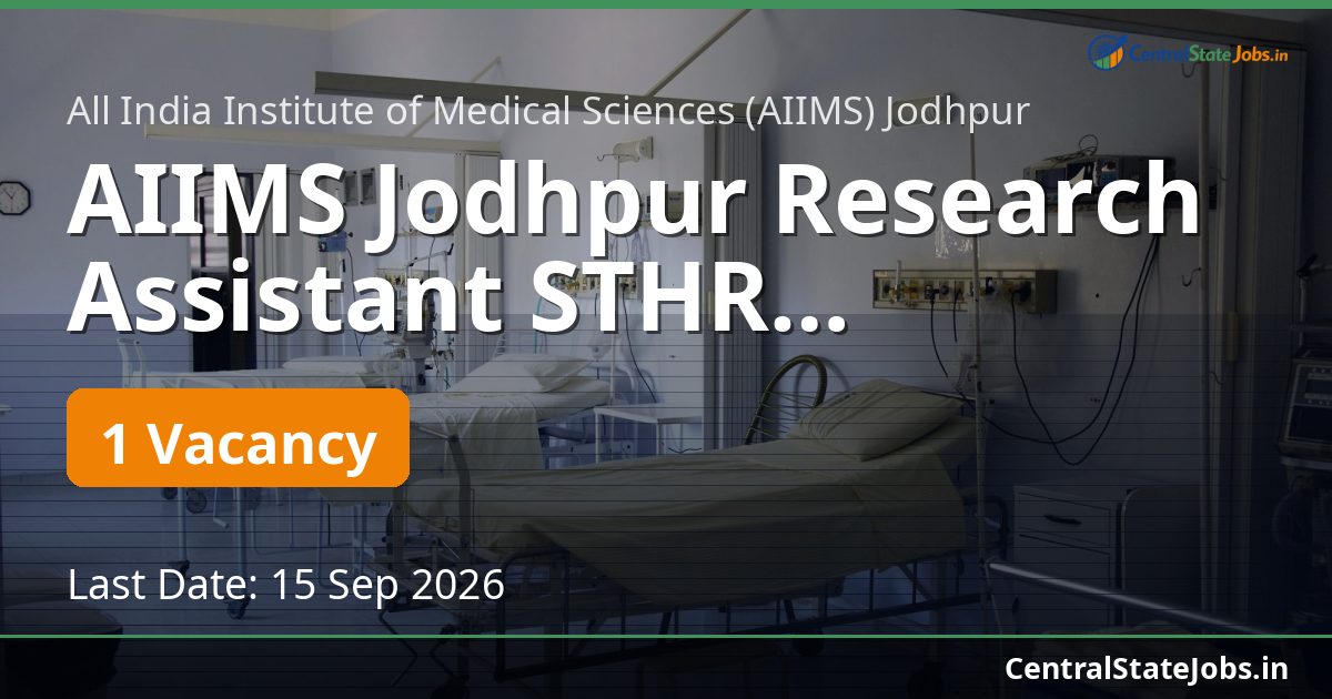 AIIMS Jodhpur Research Assistant STHR Recruitment 2026