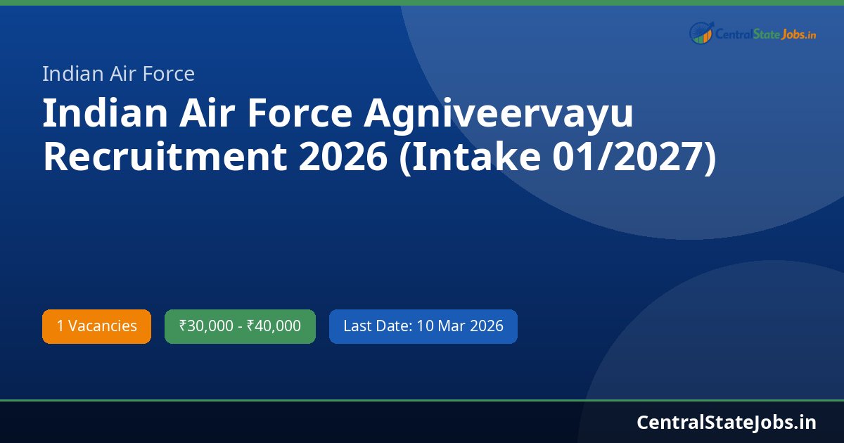 Indian Air Force Agniveervayu Recruitment 2026 (Intake 01/2027)