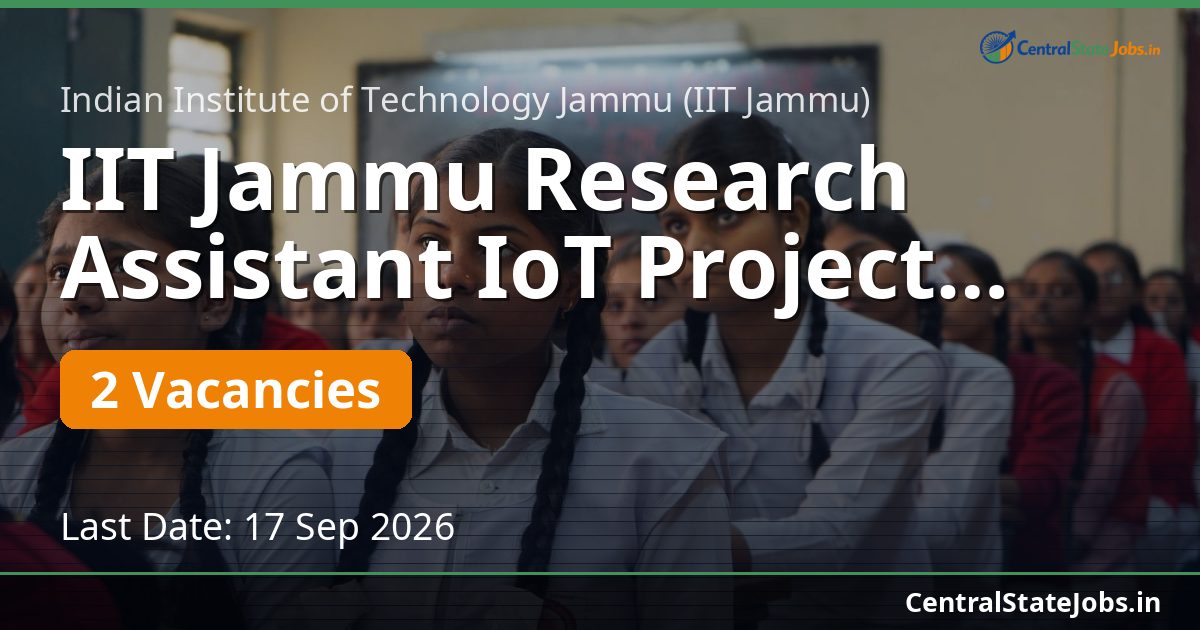 IIT Jammu Research Assistant IoT Project 2026