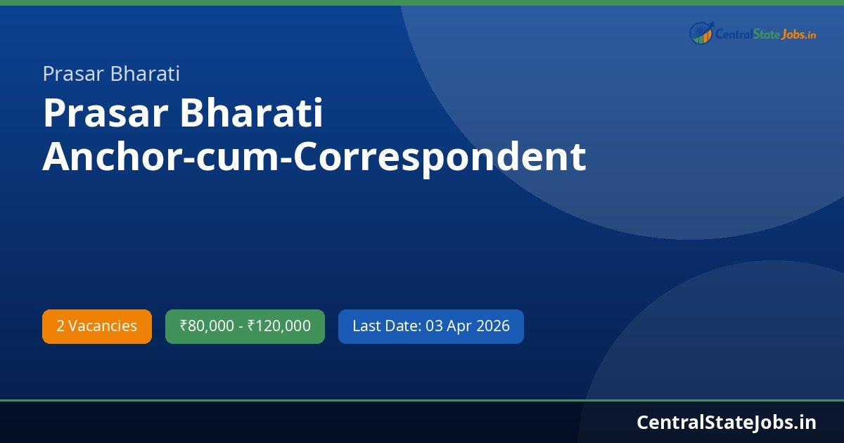Prasar Bharati Anchor-cum-Correspondent Recruitment 2026
