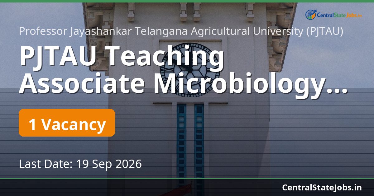 PJTAU Teaching Associate Microbiology 2026