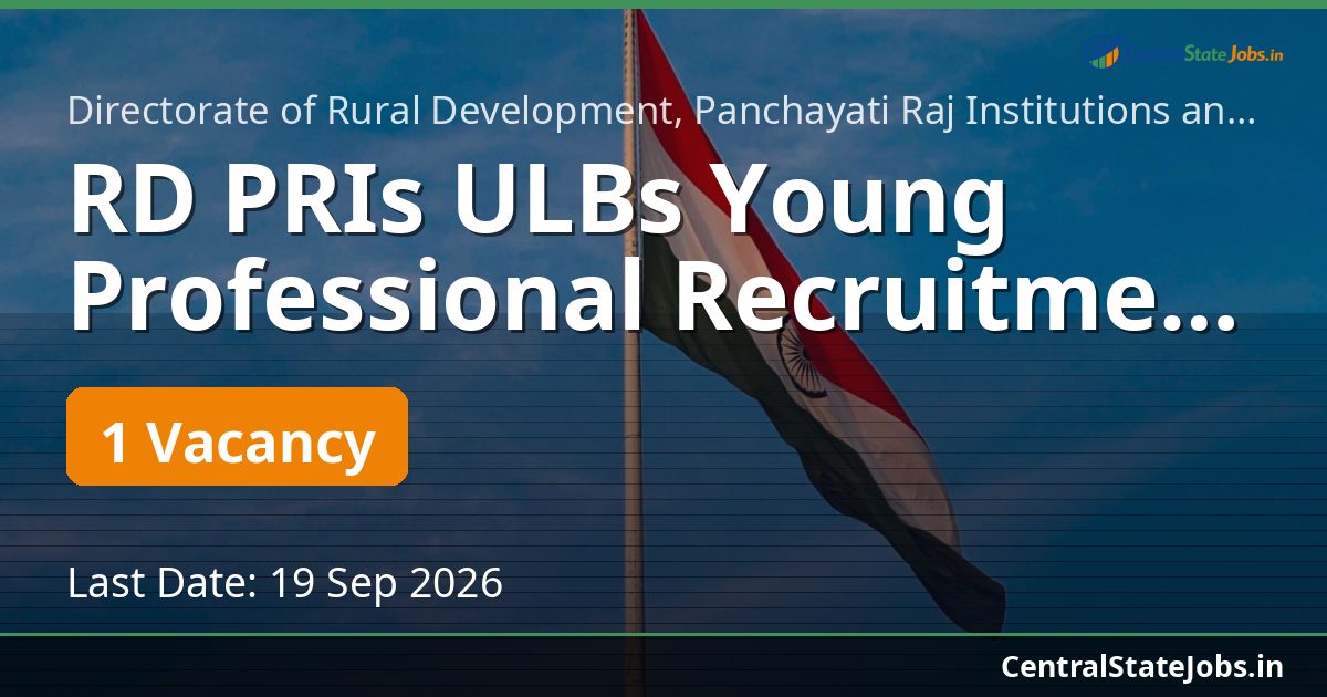 RD PRIs ULBs Young Professional Recruitment 2026