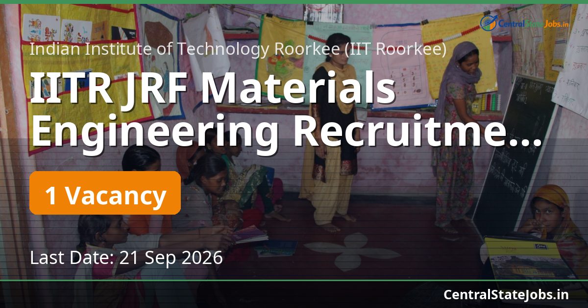 IITR JRF Materials Engineering Recruitment 2026