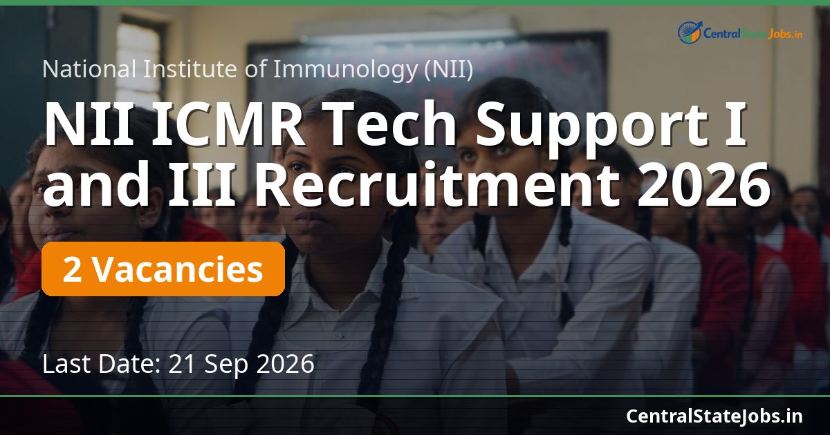 NII ICMR Tech Support I and III Recruitment 2026