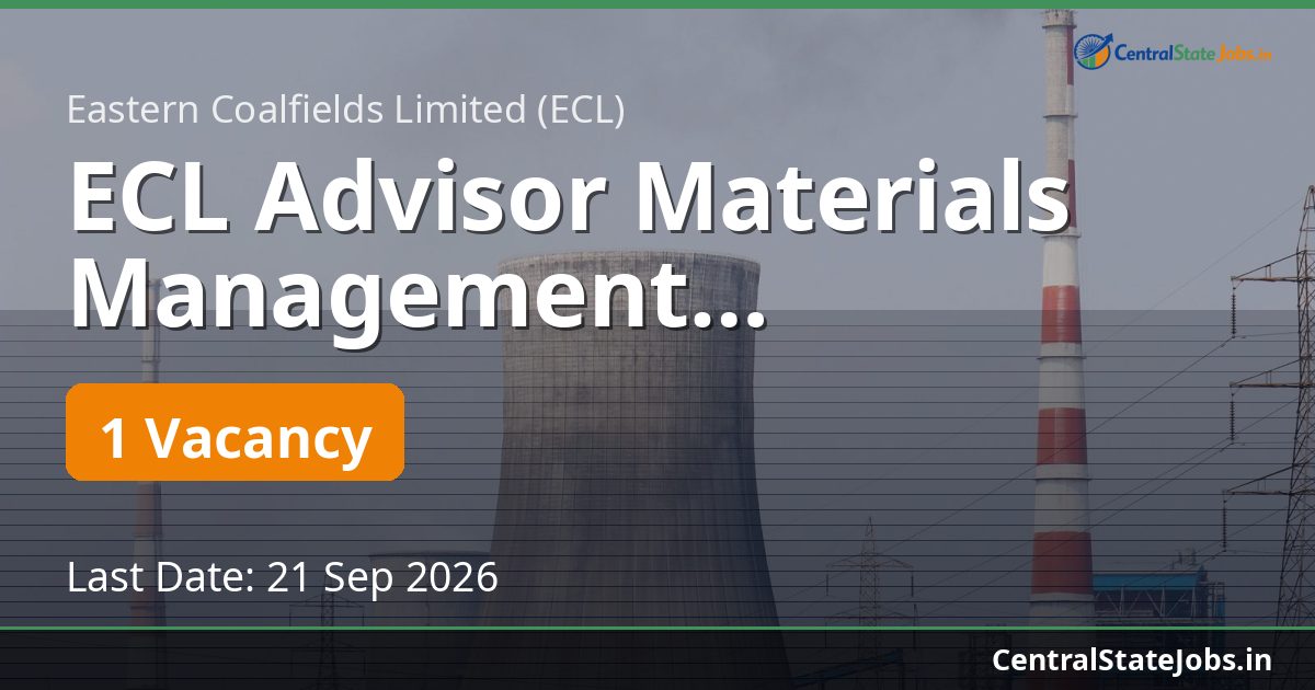 ECL Advisor Materials Management Recruitment 2026