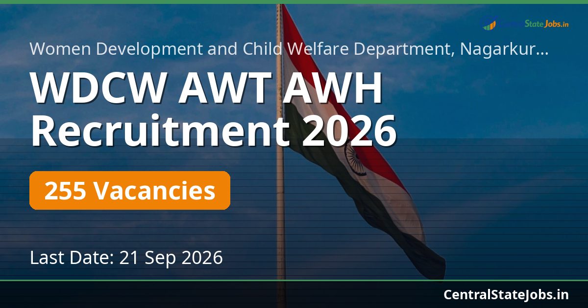 WDCW AWT AWH Recruitment 2026 — 255 Vacancies
