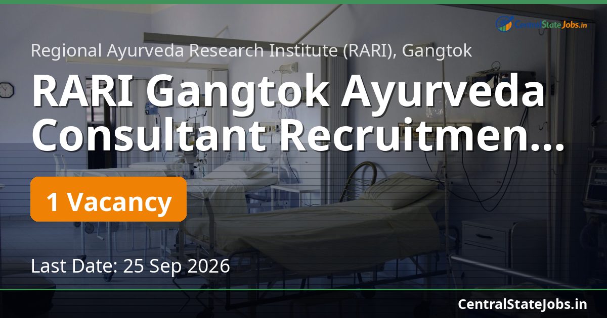 RARI Gangtok Ayurveda Consultant Recruitment 2026