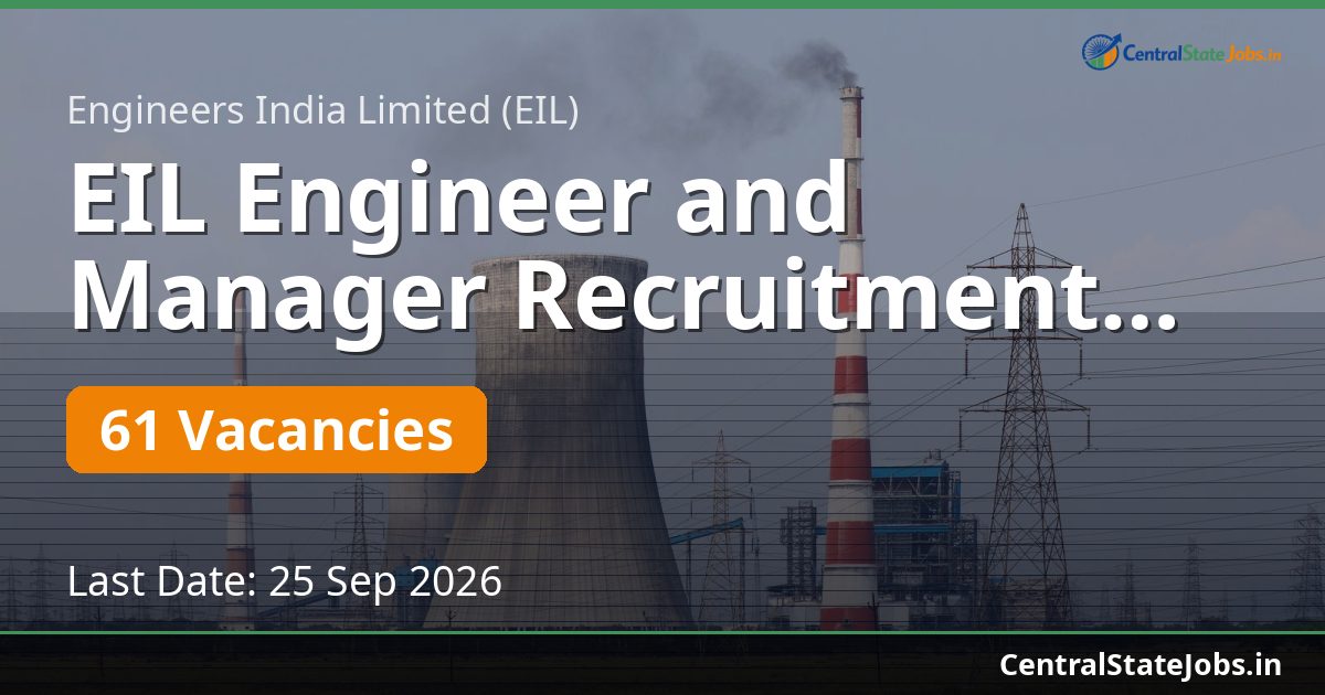 EIL Engineer and Manager Recruitment 2026 — 61 Vacancies