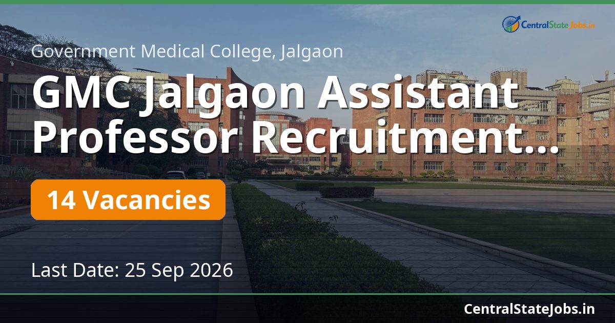 GMC Jalgaon Assistant Professor Recruitment 2026