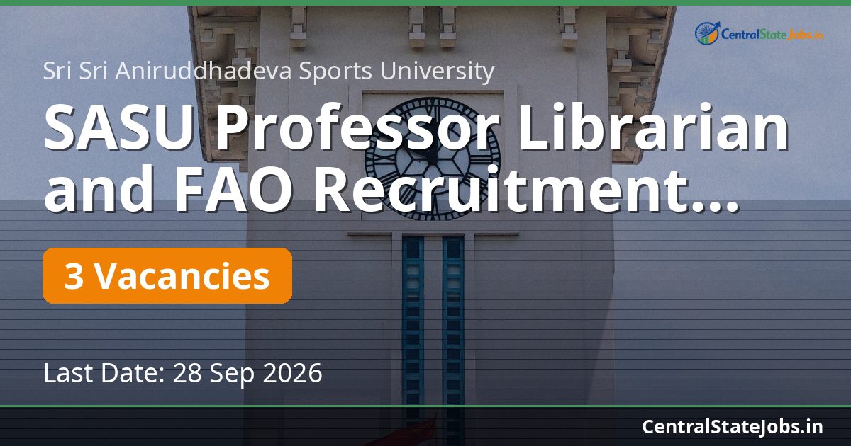 SASU Professor Librarian and FAO Recruitment 2026