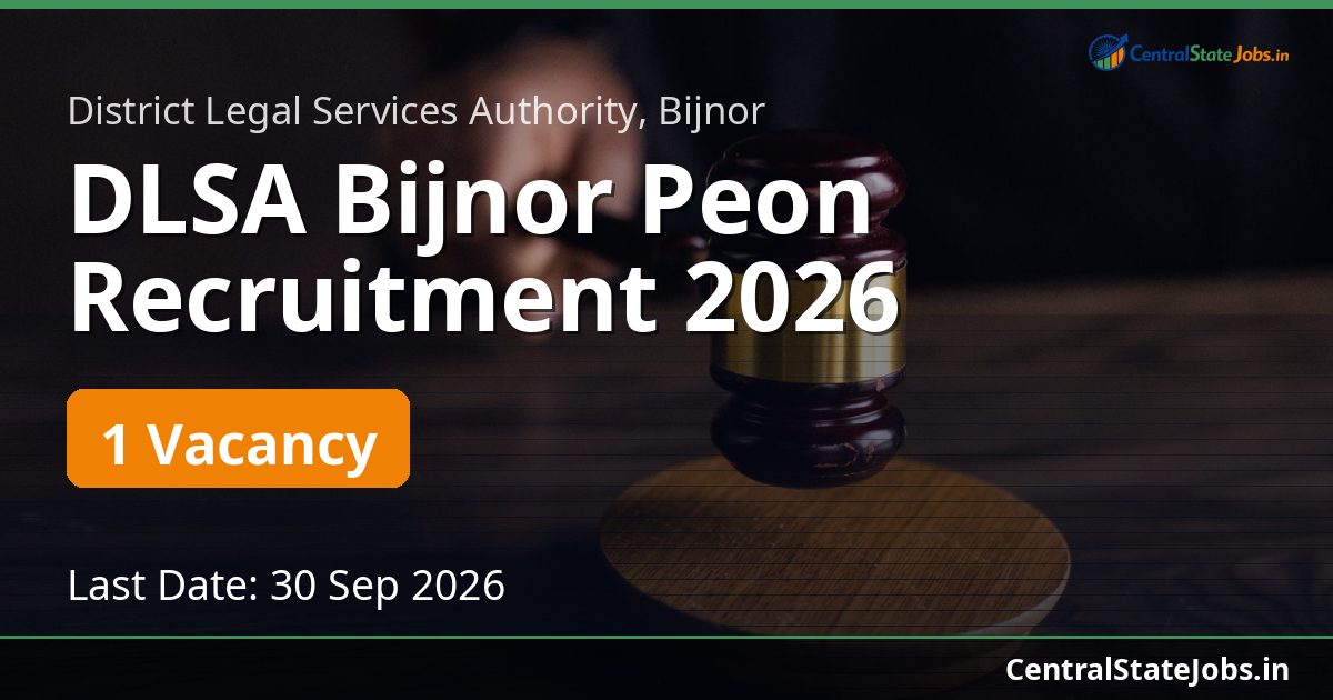 DLSA Bijnor Peon Recruitment 2026