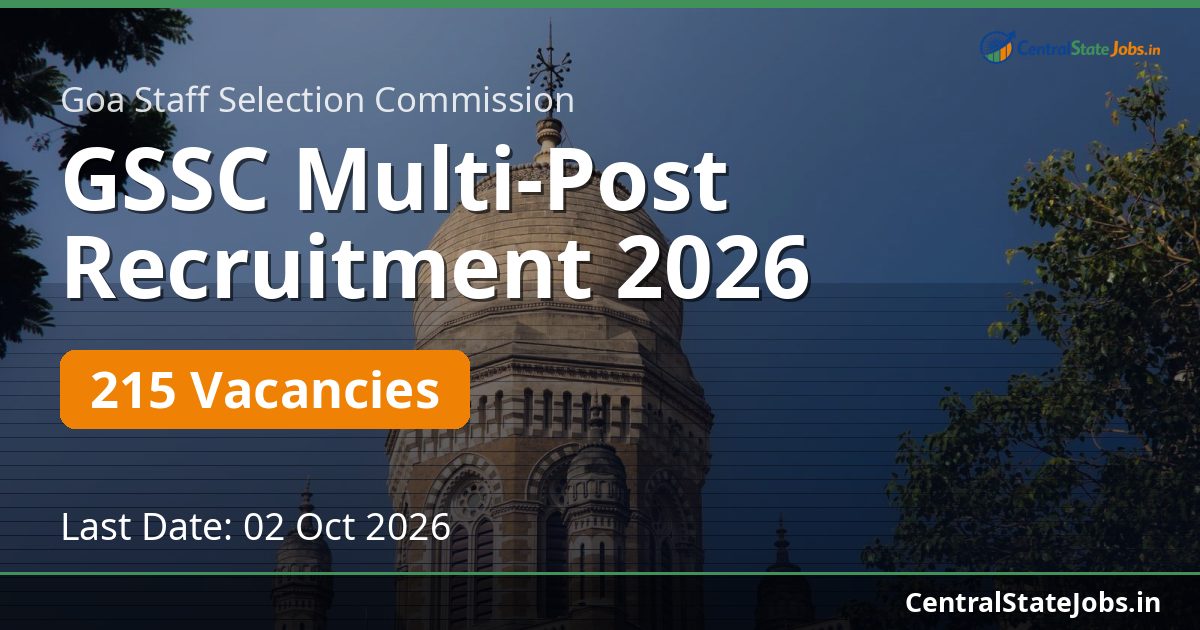 GSSC Multi-Post Recruitment 2026 — 215 Vacancies