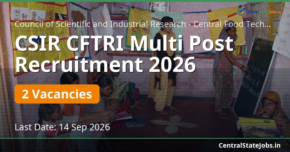 CSIR CFTRI Multi Post Recruitment 2026