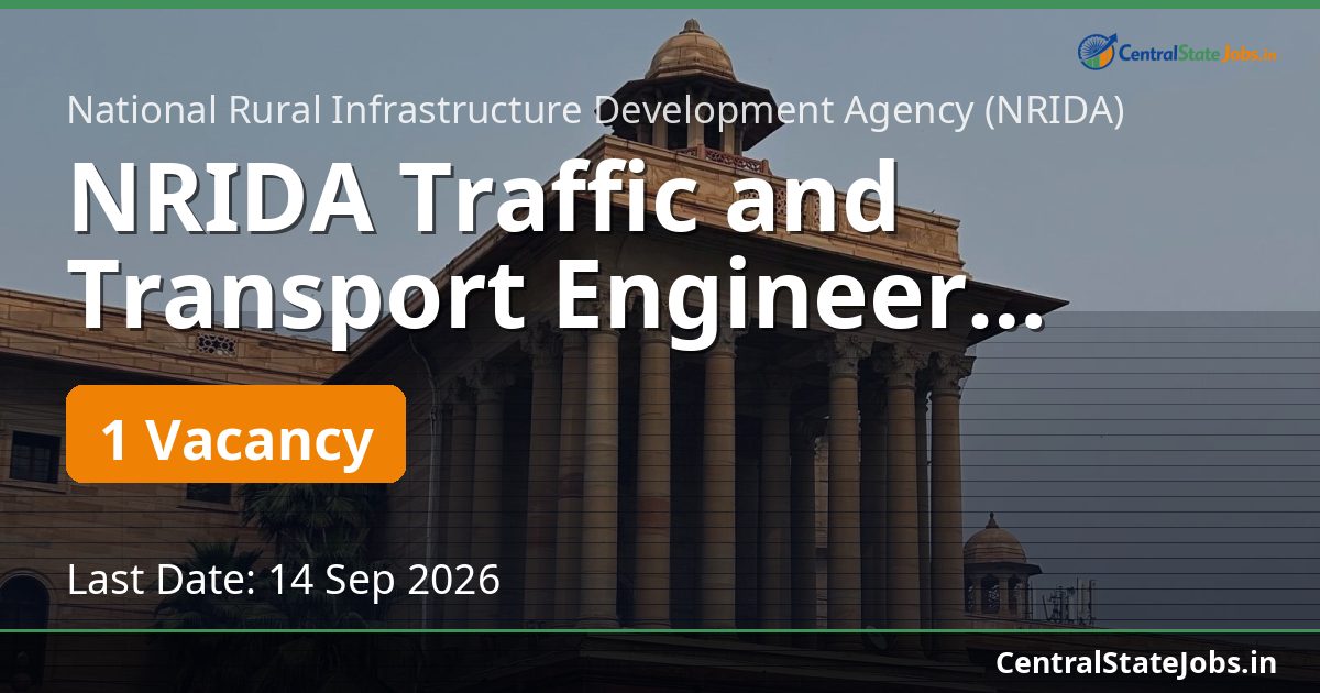 NRIDA Traffic and Transport Engineer Recruitment 2026