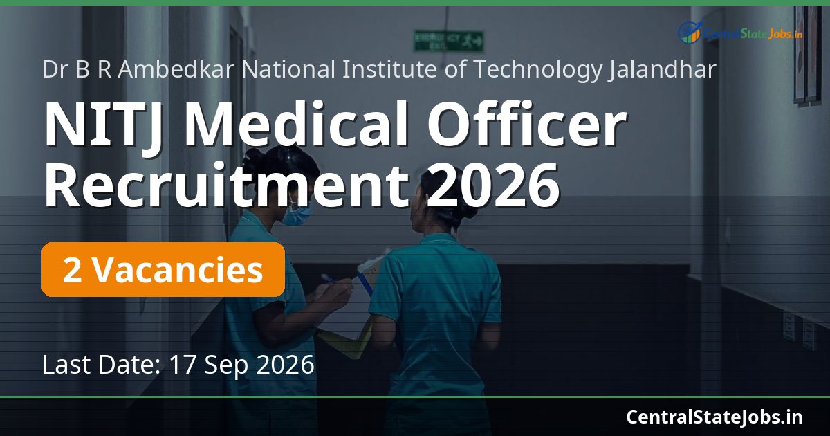 NITJ Medical Officer Recruitment 2026