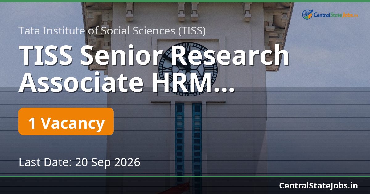 TISS Senior Research Associate HRM Recruitment 2026