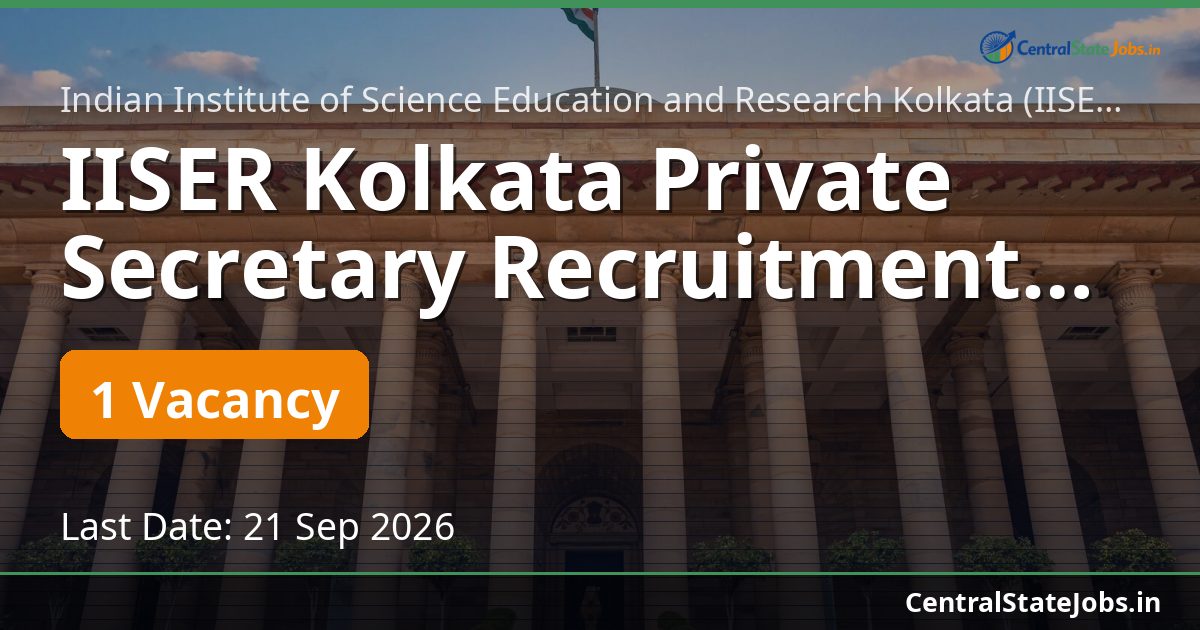 IISER Kolkata Private Secretary Recruitment 2026