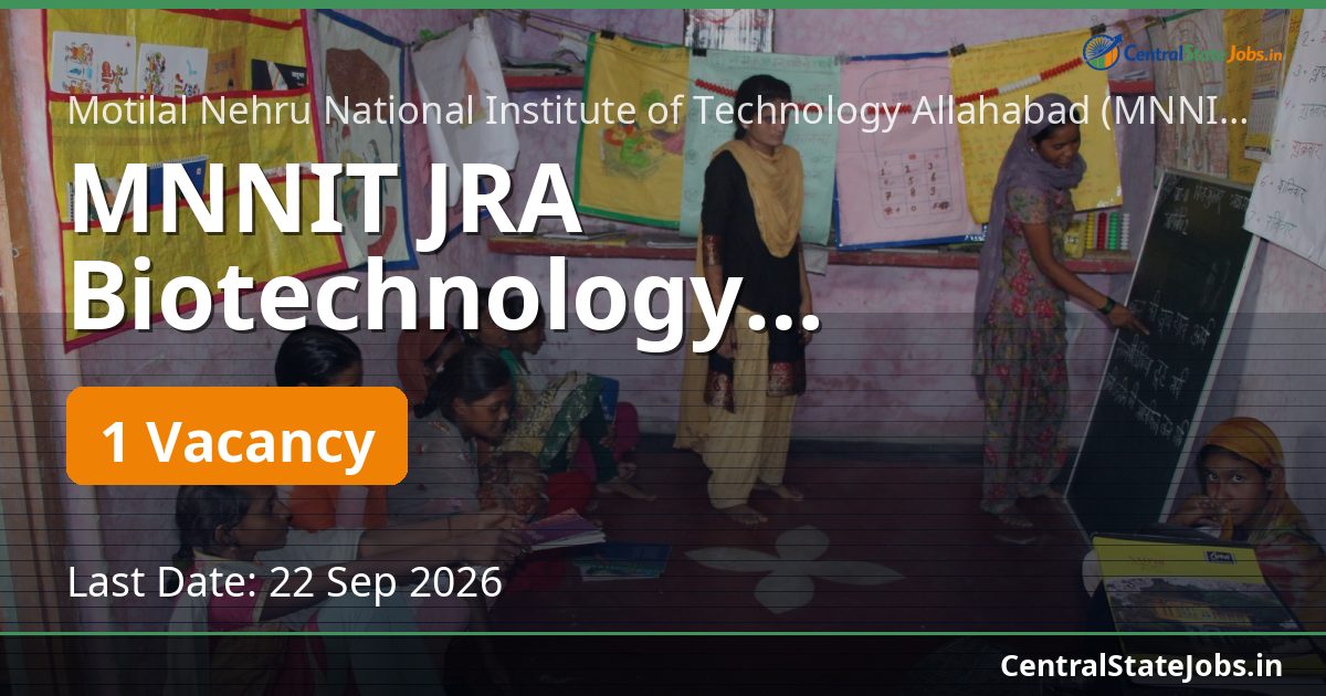 MNNIT JRA Biotechnology Recruitment 2026